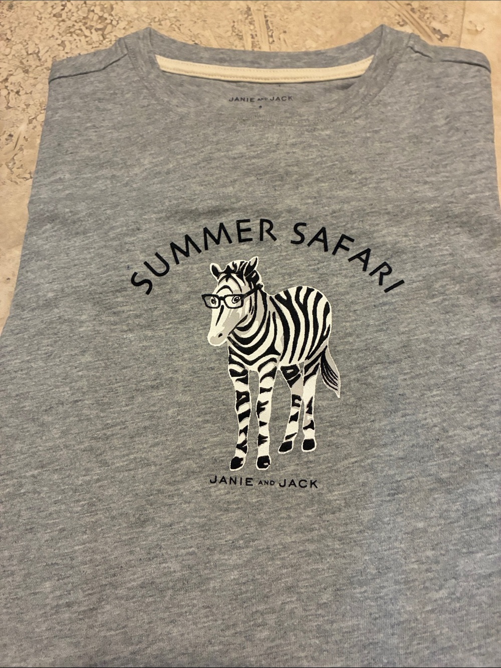 Janie and Jack Light Heather Gray Zebra 'Summer Safari' Tee